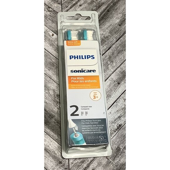 2-Pack Philips Sonicare For Kids Toothbrush HeadsHX6032/94 Extra Soft 3+ Years - Picture 1 of 4